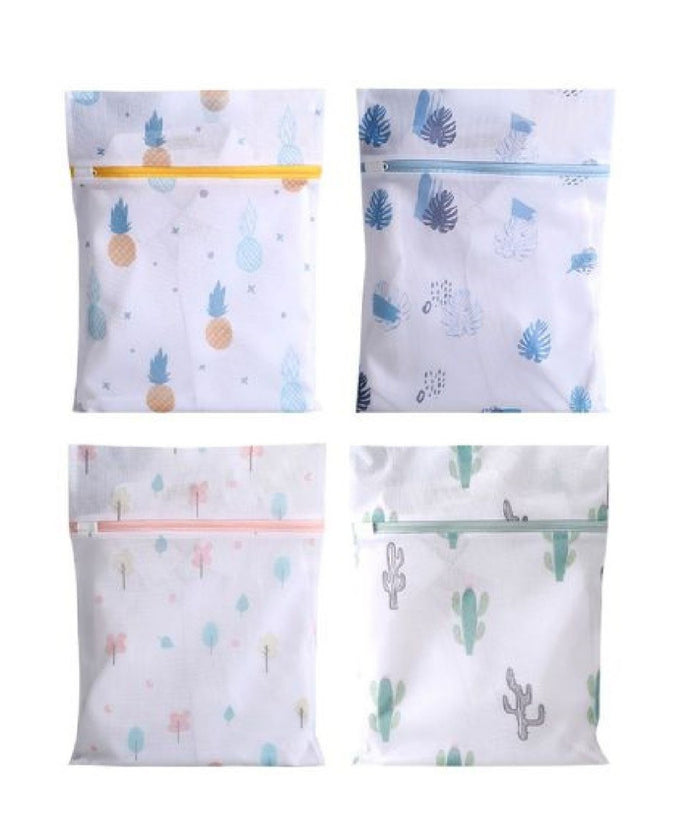 Set 2pz Sacchetto Lavaggio Rete Con Cerniera Biancheria 40x50cm A Fantasia 58128         