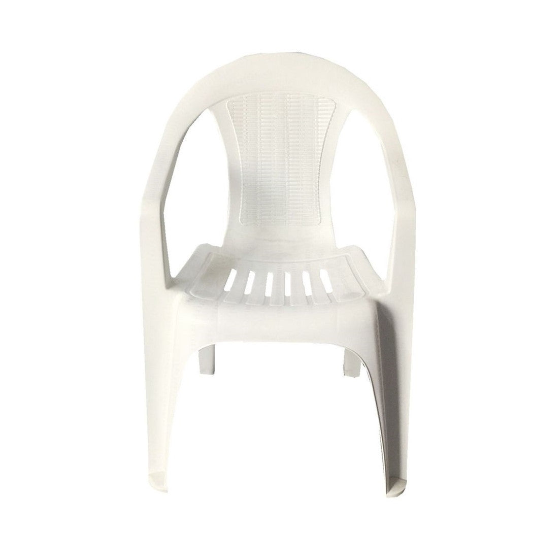 Trade Shop - Set 2pz Sedia Bianca In Plastica Monoblocco Impilabile Con Braccioli 53x43x78cm 007359         