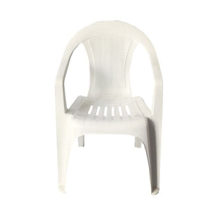 Trade Shop - Set 2pz Sedia Bianca In Plastica Monoblocco Impilabile Con Braccioli 53x43x78cm 007359         