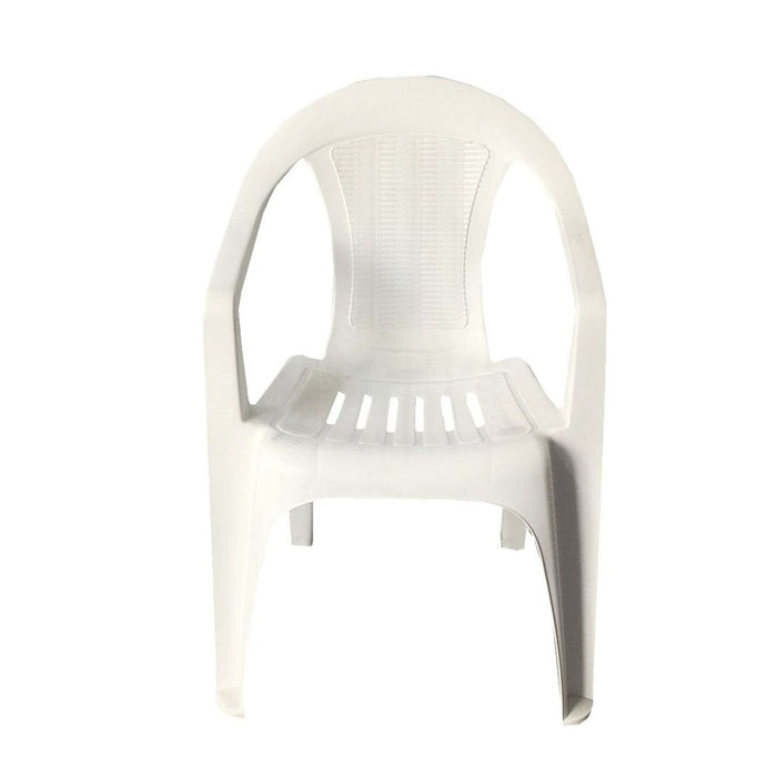 Trade Shop - Set 2pz Sedia Bianca In Plastica Monoblocco Impilabile Con Braccioli 53x43x78cm 007359         