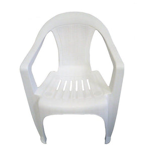 Trade Shop - Set 2pz Sedia Bianca In Plastica Monoblocco Impilabile Con Braccioli 53x43x78cm 007359         