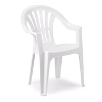 Trade Shop - Set 2pz Sedia Monoblocco In Plastica Schienale Alto Con Braccioli Bianco Giardino 008938 -        