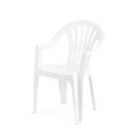 Trade Shop - Set 2pz Sedia Monoblocco In Plastica Schienale Alto Con Braccioli Bianco Giardino 008938 -        
