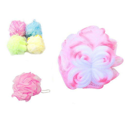 Trade Shop - Set 2pz Spugna A Rete Esfoliante Retina Doccia Bagno Flower Colorate Marmorizzate 79305         