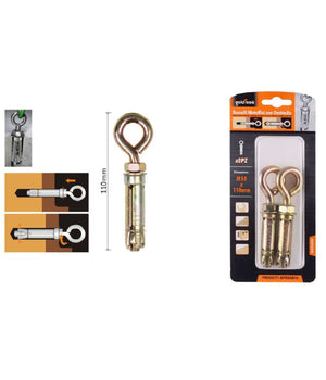 Set 2pz Tasselli Metallici Occhiello Bulloni M10x110mm Accessori Minuteria 91050         