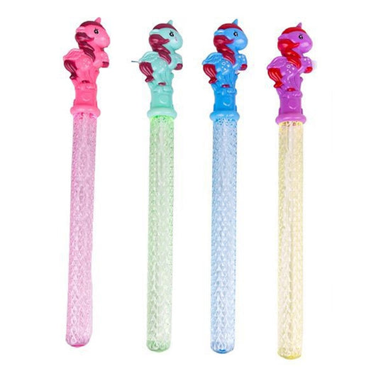 Trade Shop - Set 2pz Tubo Bacchetta Bolle Di Sapone 37cm Con Unicorno 4 Colori Bambini 3+ 6718030 -