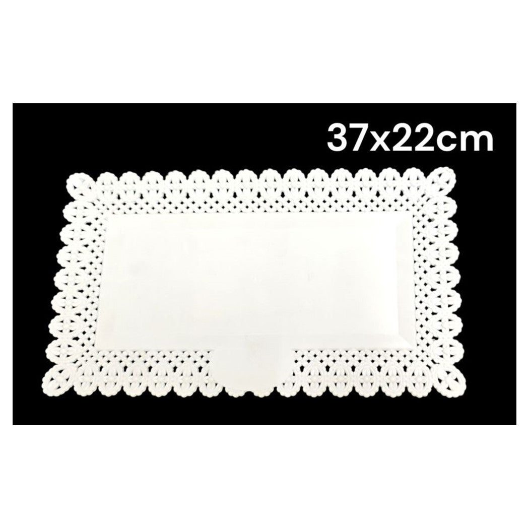 Trade Shop - Set 2pz Vassoio Trama Trinato Bianco 37x22cm Rettangolare Piatto Sotto Dolci Trasporto         