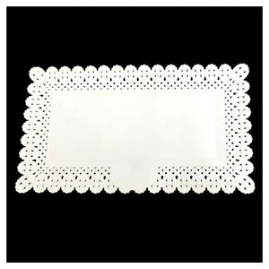 Trade Shop - Set 2pz Vassoio Trama Trinato Bianco 37x22cm Rettangolare Piatto Sotto Dolci Trasporto         