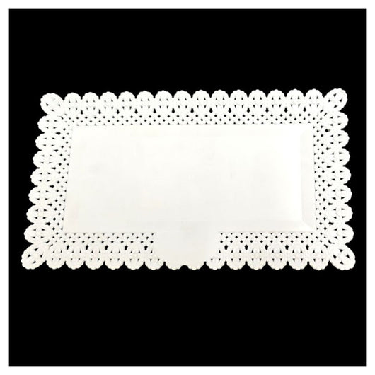 Trade Shop - Set 2pz Vassoio Trama Trinato Bianco 37x22cm Rettangolare Piatto Sotto Dolci Trasporto         