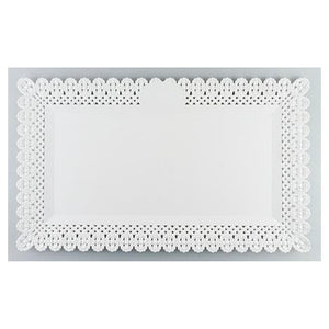 Trade Shop - Set 2pz Vassoio Trama Trinato Bianco 37x22cm Rettangolare Piatto Sotto Dolci Trasporto         