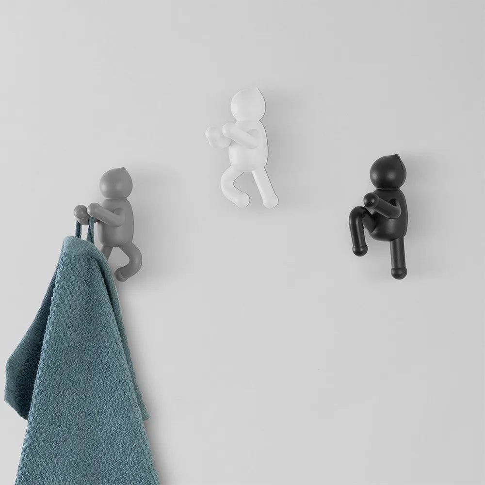 Set 3 appendini da muro bianco grigio e nero fissaggio con viti o adesivo  Bruce