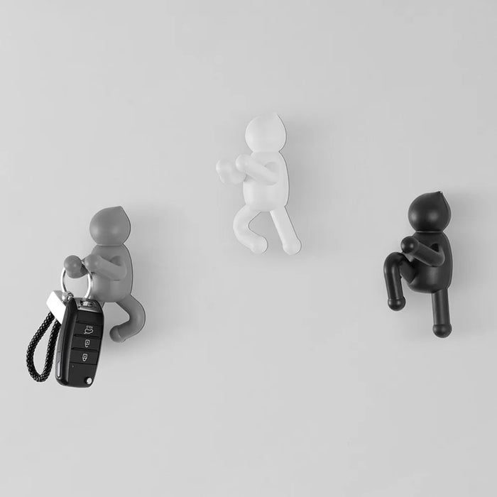 Set 3 appendini da muro bianco grigio e nero fissaggio con viti o adesivo  Bruce