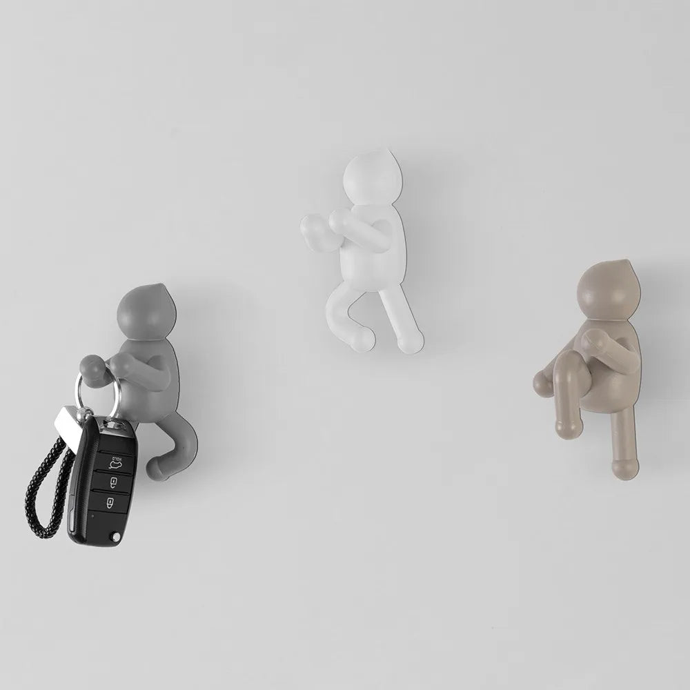 Set 3 appendini da muro bianco grigio e tortora fissaggio con viti o adesivo  Bruce