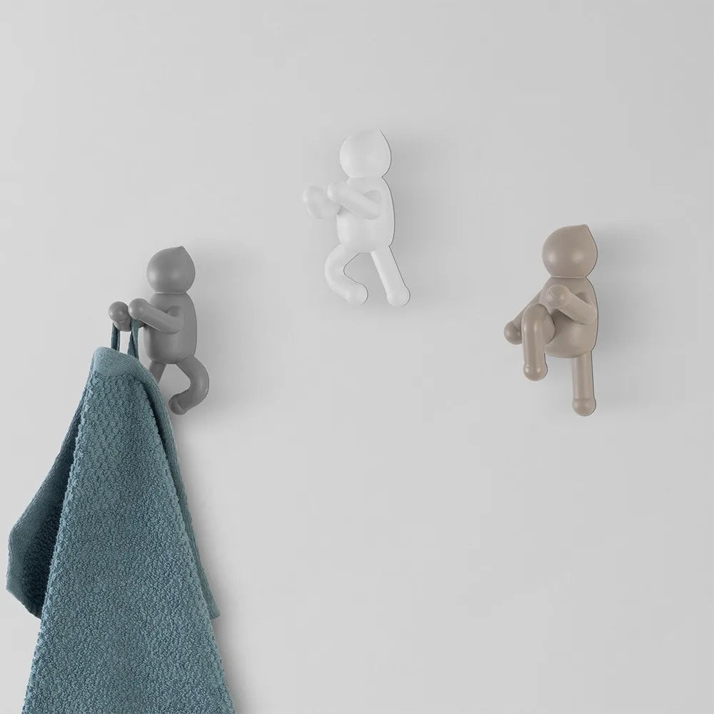 Set 3 appendini da muro bianco grigio e tortora fissaggio con viti o adesivo  Bruce