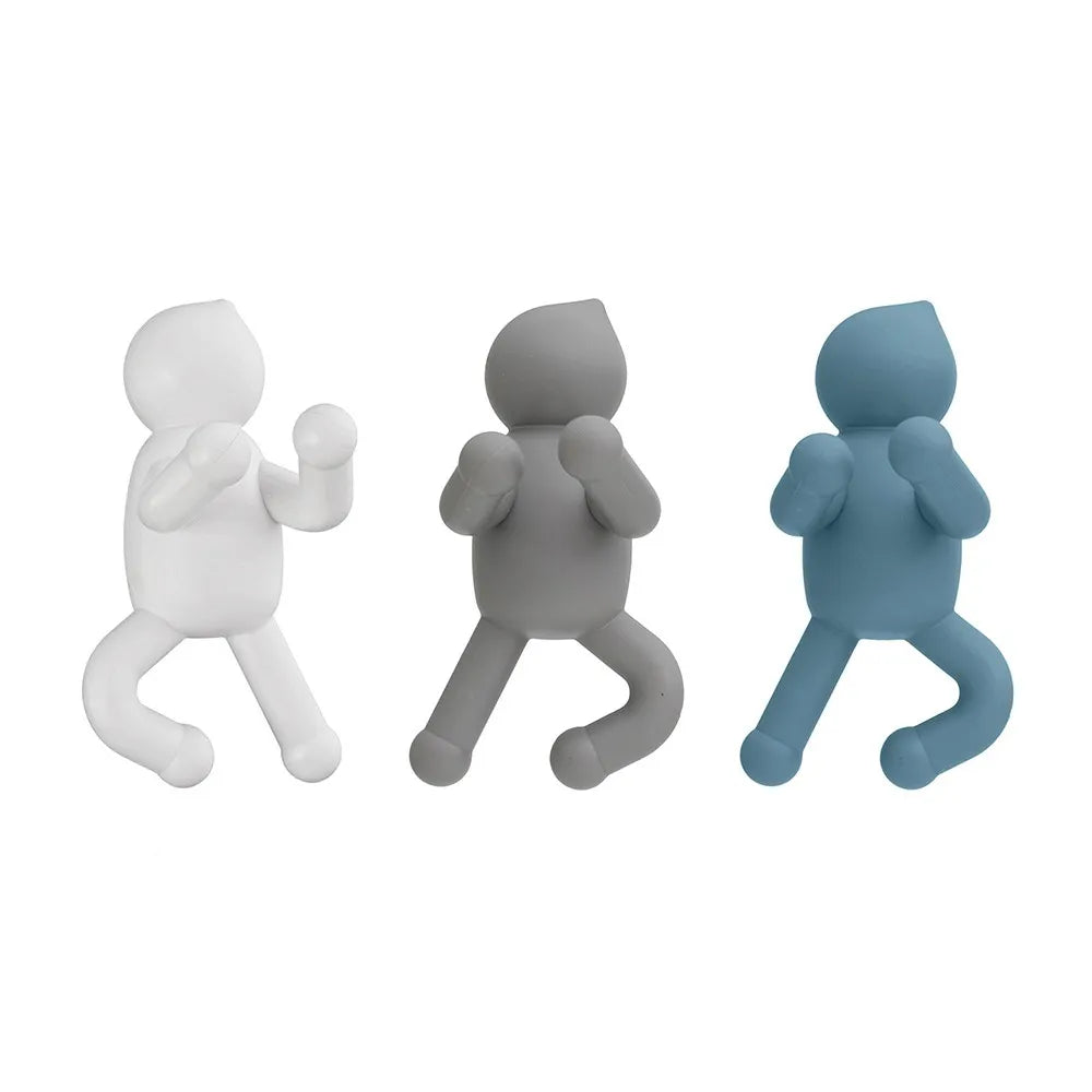 Set 3 appendini da muro bianco grigio e turchese fissaggio con viti o adesivo  Bruce