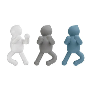 Set 3 appendini da muro bianco grigio e turchese fissaggio con viti o adesivo  Bruce