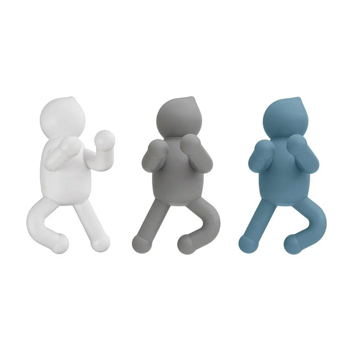 Set 3 appendini da muro bianco grigio e turchese fissaggio con viti o adesivo  Bruce