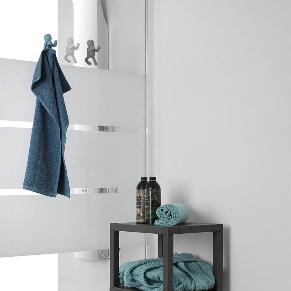 Set 3 appendini da muro bianco grigio e turchese fissaggio con viti o adesivo  Bruce