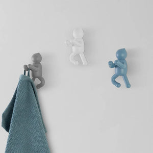 Set 3 appendini da muro bianco grigio e turchese fissaggio con viti o adesivo  Bruce