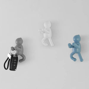 Set 3 appendini da muro bianco grigio e turchese fissaggio con viti o adesivo  Bruce