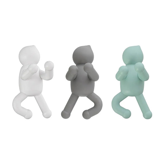 Set 3 appendini da muro bianco grigio e verde fissaggio con viti o adesivo  Bruce