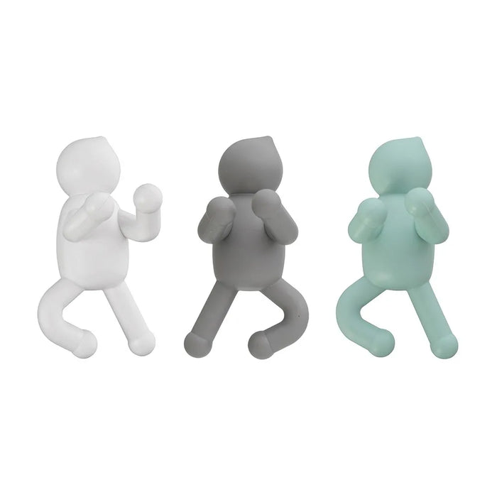 Set 3 appendini da muro bianco grigio e verde fissaggio con viti o adesivo  Bruce