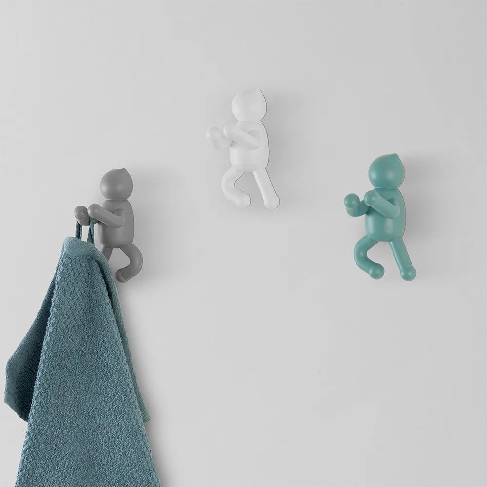 Set 3 appendini da muro bianco grigio e verde fissaggio con viti o adesivo  Bruce