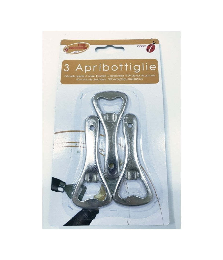 Set 3 Apribottiglie A Leva In Acciaio Apri Bottiglie Tappi Barattoli Levatappi         