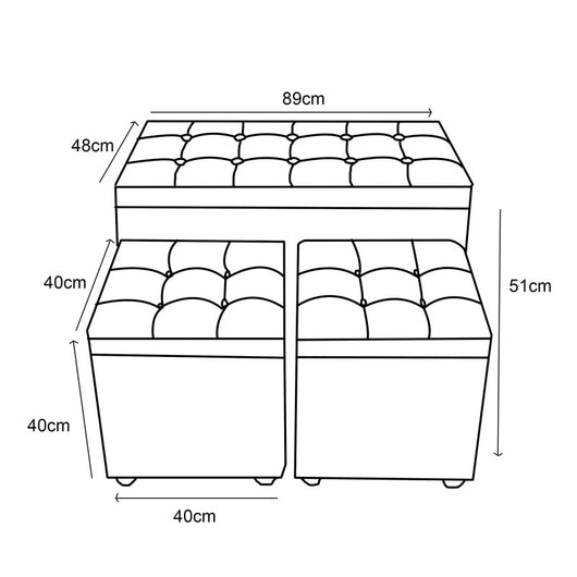 Set 3 Baule + 2 Pouf Braies In Tessuto Ocra
