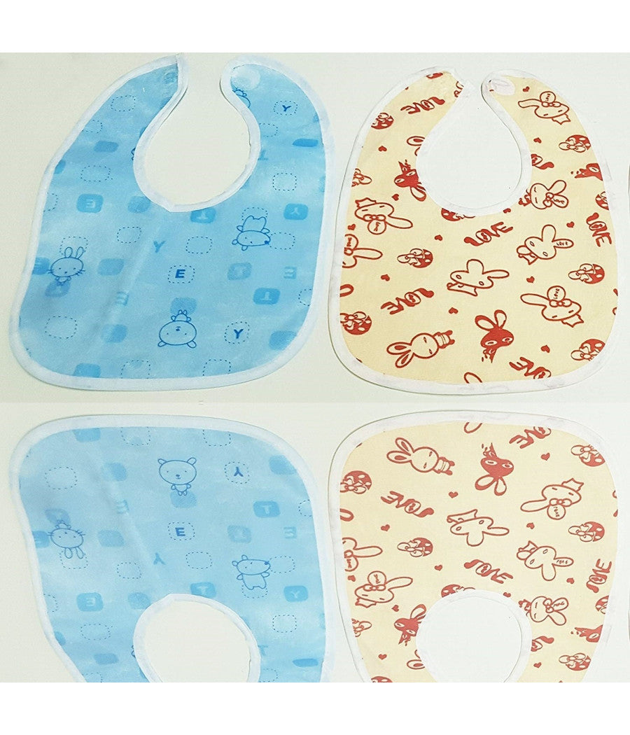 Set 3 Bavetti Bavetta Bavaglini Bambino Giallo Azzurro Bimbo Neonato Cotone         