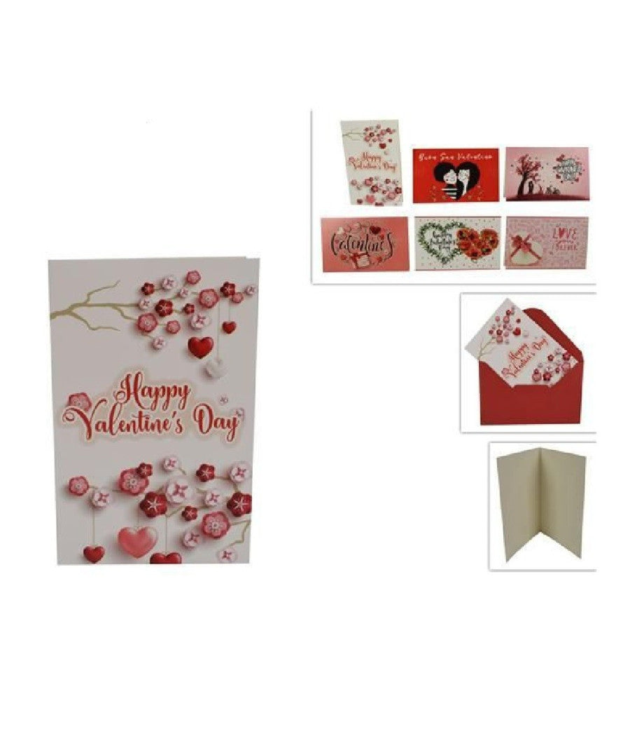 Set 3 Biglietti Auguri San Valentino Bigliettino 13.5x8.5cm 6 Fantasie Assortite         