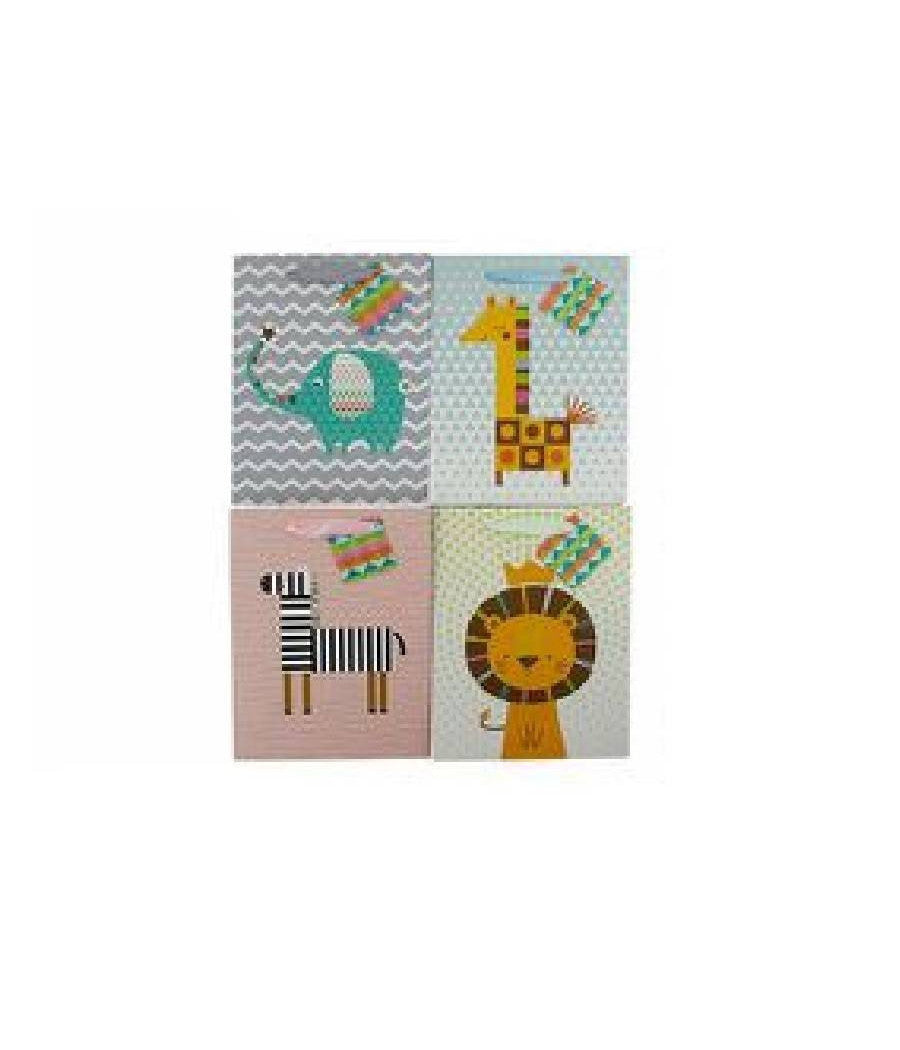 Set 3 Buste Borsa Da Regalo Sacchetti Con Animali 18x23x10 Cm 65903 Modelli Vari         