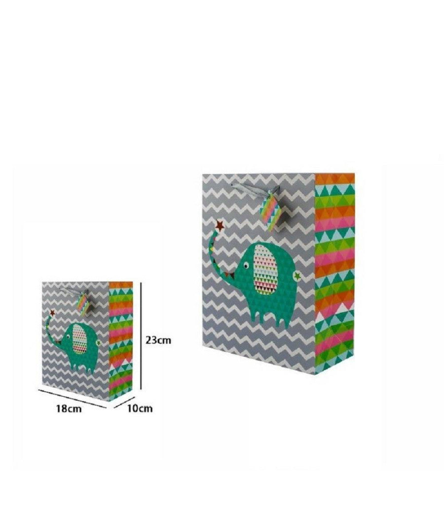 Set 3 Buste Borsa Da Regalo Sacchetti Con Animali 18x23x10 Cm 65903 Modelli Vari         