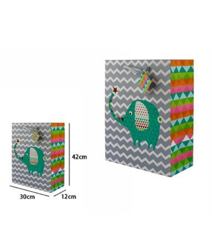 Set 3 Buste Borsa Da Regalo Sacchetti Con Animali 30x42x12 Cm 65905 Modelli Vari         