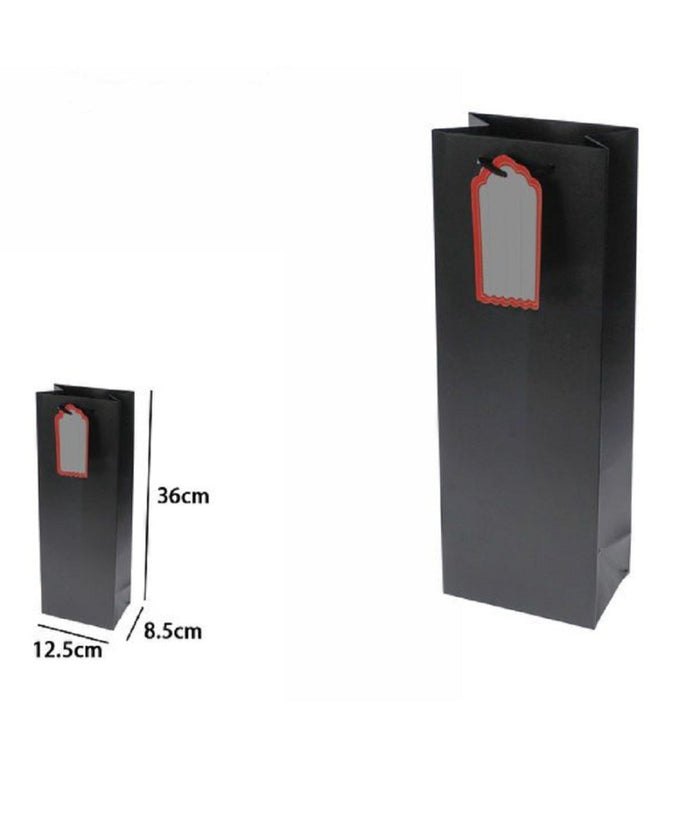 Set 3 Buste Borsa Regalo Sacchetto Targhetta Bottiglie 36x12.5x8.5cm 69891 Nera         