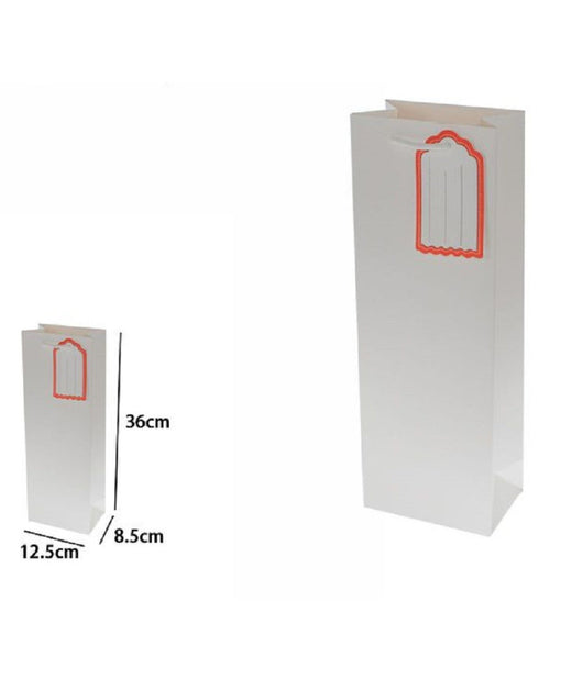 Set 3 Buste Borsa Regalo Sacchetto Targhetta Bottiglie 36x12.5x8.5cm 69892 Bianca         