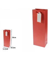 Set 3 Buste Borsa Regalo Sacchetto Targhetta Bottiglie 36x12.5x8.5cm 69893 Rossa         