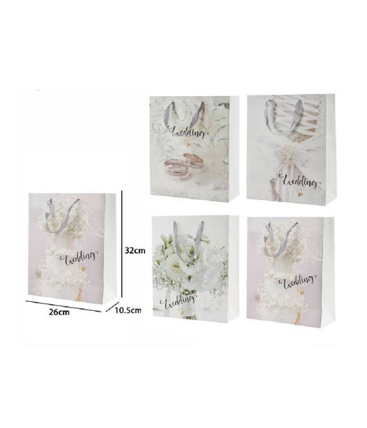 Set 3 Buste Busta Regalo 26x32x10.5cm Scritta Wedding Per Nozze Matrimonio 67743         