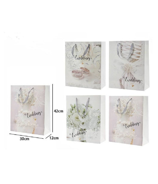 Set 3 Buste Busta Regalo 30x42x12 Cm Scritta Wedding Per Nozze Matrimonio 67744         