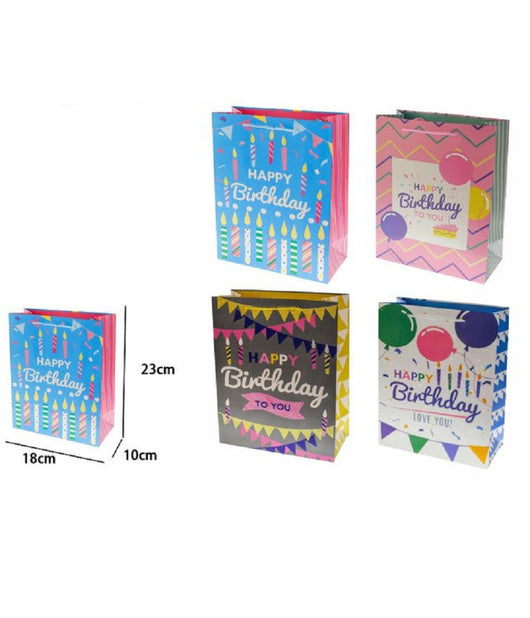Set 3 Buste Busta Regalo Happy Birthday Compleanno 23x18x10cm 69969 Vari Modelli         