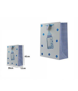 Set 3 Buste Da Regalo 30x42x12 Cm Fantasia Biberon Maschio Femmina Nascita 65914         