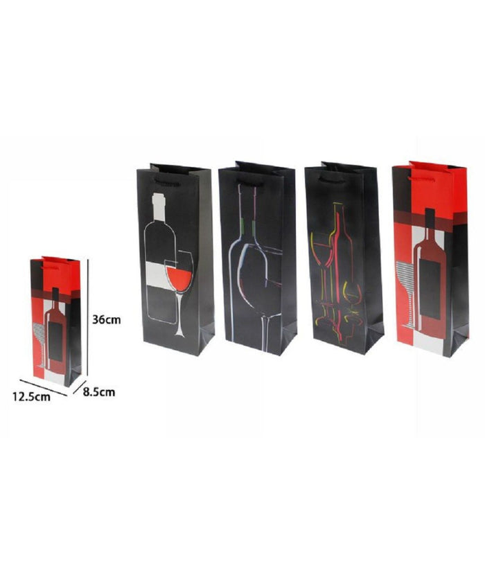 Set 3 Buste Da Regalo 36x12.5x8.5cm Sacchetto Vino Bottiglie 69896 Varie Fantasie         