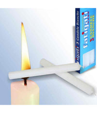 Set 3 Candele Steariche Candela Votiva In Cera Bianche Lunghe 18x2cm Decorazioni         