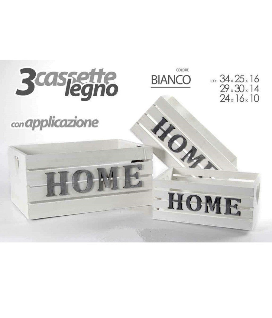 Set 3 Cassette Cassettina Portapianta Legno 16/14/10cm Home Deluxe Bianco 736124         