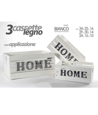 Set 3 Cassette Cassettina Portapianta Legno 16/14/10cm Home Deluxe Bianco 736124         