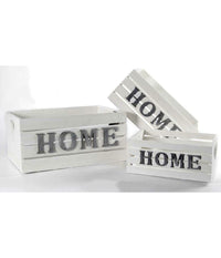 Set 3 Cassette Cassettina Portapianta Legno 16/14/10cm Home Deluxe Bianco 736124         