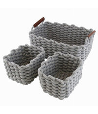 Set 3 Cestini Intrecciati Corda Cesto Porta Oggetti Organizza Decora Casa 10635         