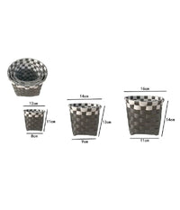 Set 3 Cestini Porta Oggetti Organizer Tessuto Bagno Rotondi Grigio Bianco 59075         