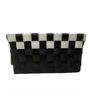 Set 3 Cestini Portaoggetti Organizer Tessuto Bagno Rettangolari Nero Bianco 59079         