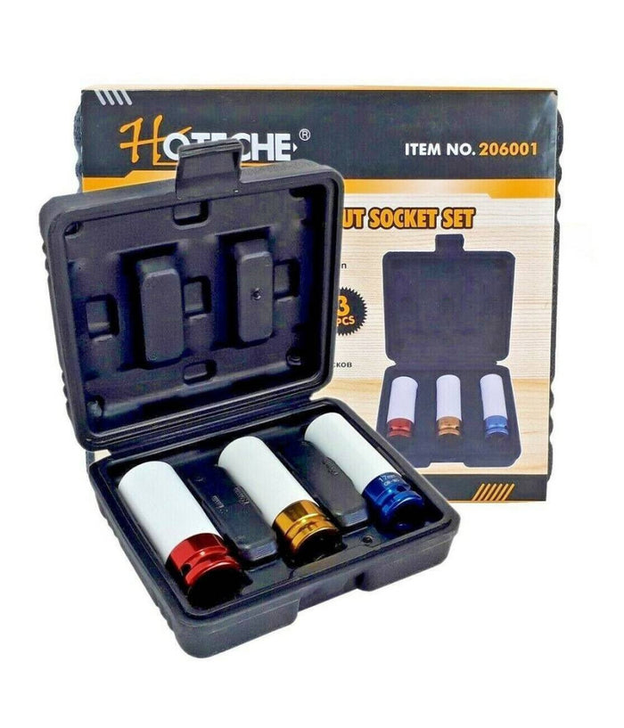 Set 3 Chiavi A Bussole 1/2'' Per Cerchi In Lega Rivestimento Teflon 17 19 21mm         